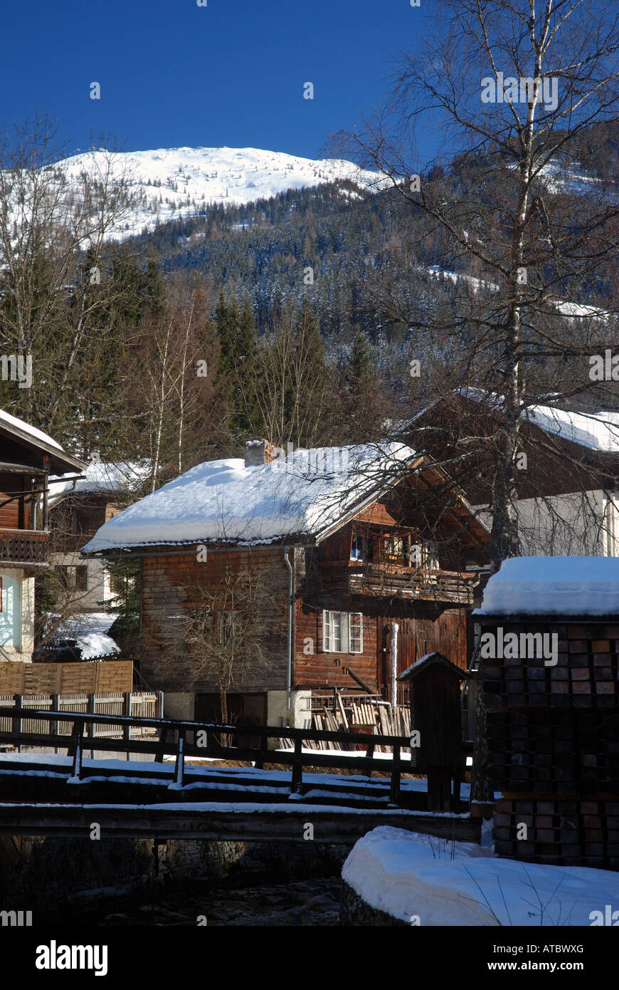 Alpine village houses in Austria Stock Photo Alamy
