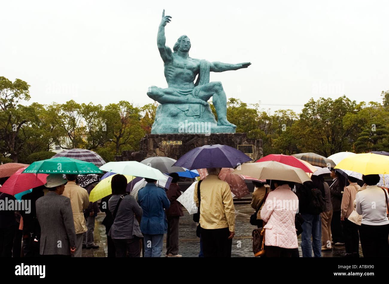 Sculpture in Peace Park Nagasaki commemorating Atomic Bomb in WW2 Stock Photo