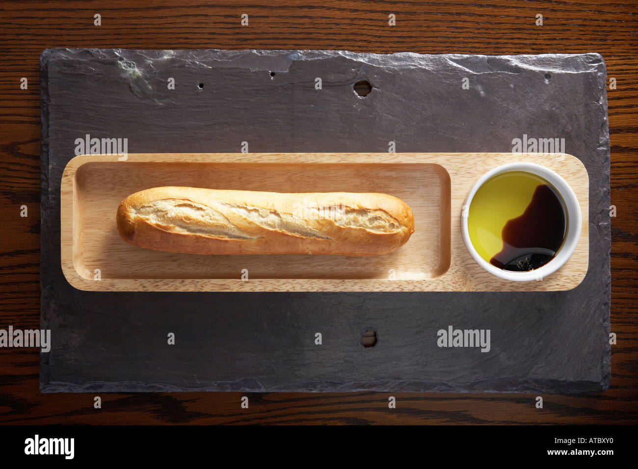 French bread with olive oil and balsamic vinegar Stock Photo Alamy