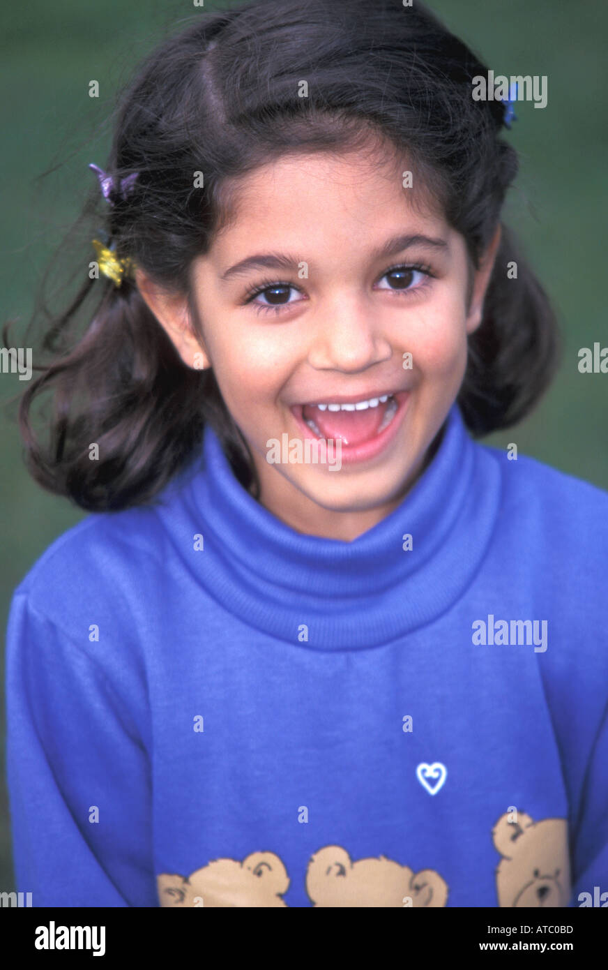 5 yr old Tahitian girl Stock Photo