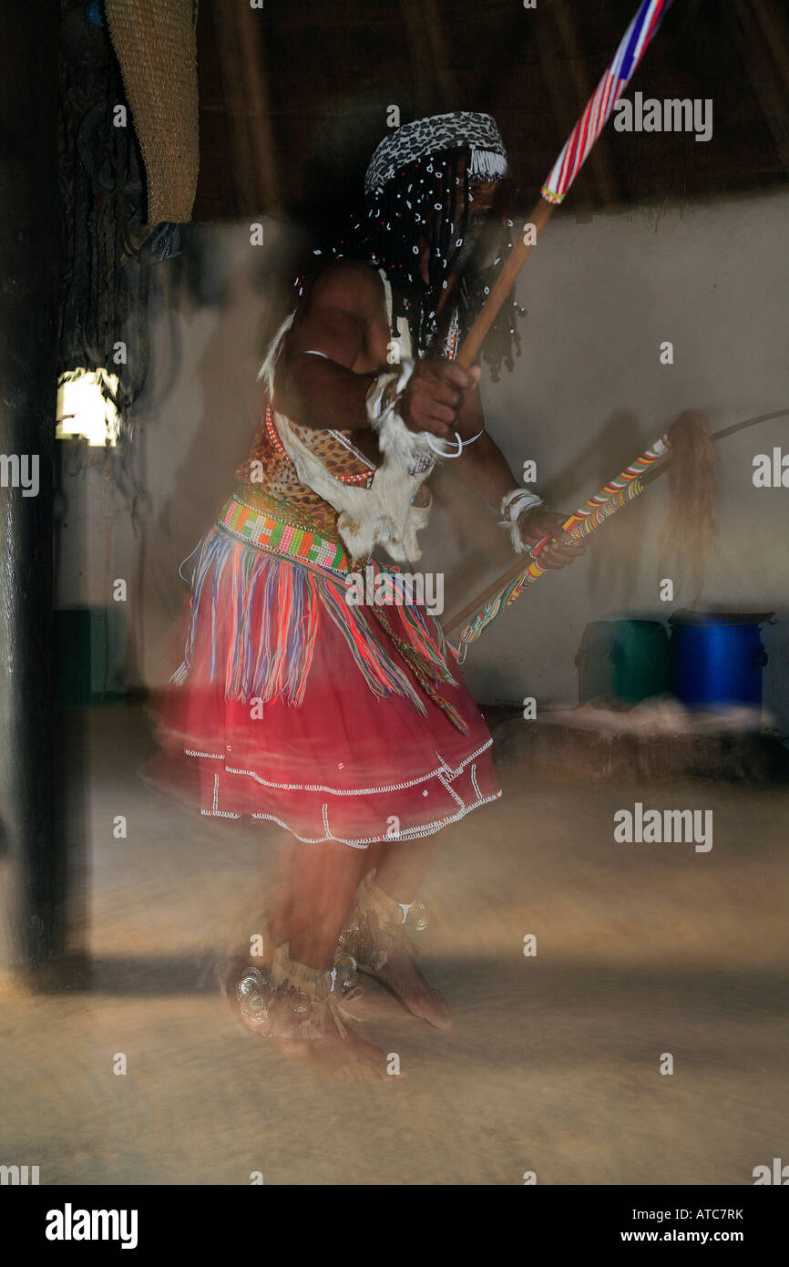 dancing wish doctor Sangoma Wild Coast Transkei Southeast Africa Indian Ocean Mozambique Stock Photo