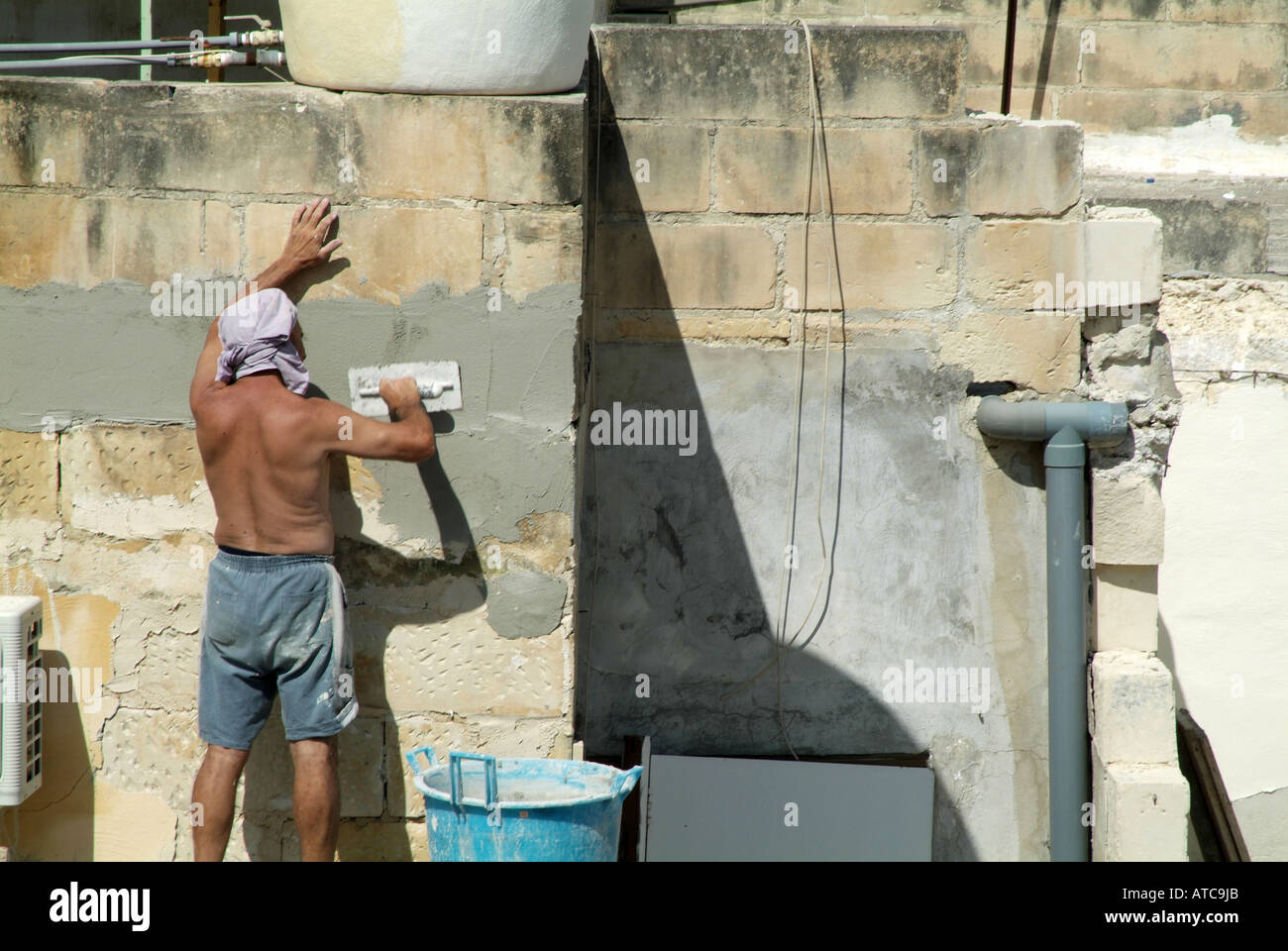 Rendering, render, repair, smooth, out, smoothing, over, finish, finishing, construction, building, builder, Stock Photo
