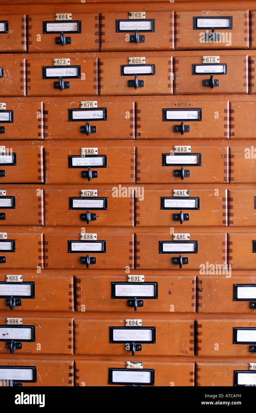 Wooden file drawers Stock Photo - Alamy