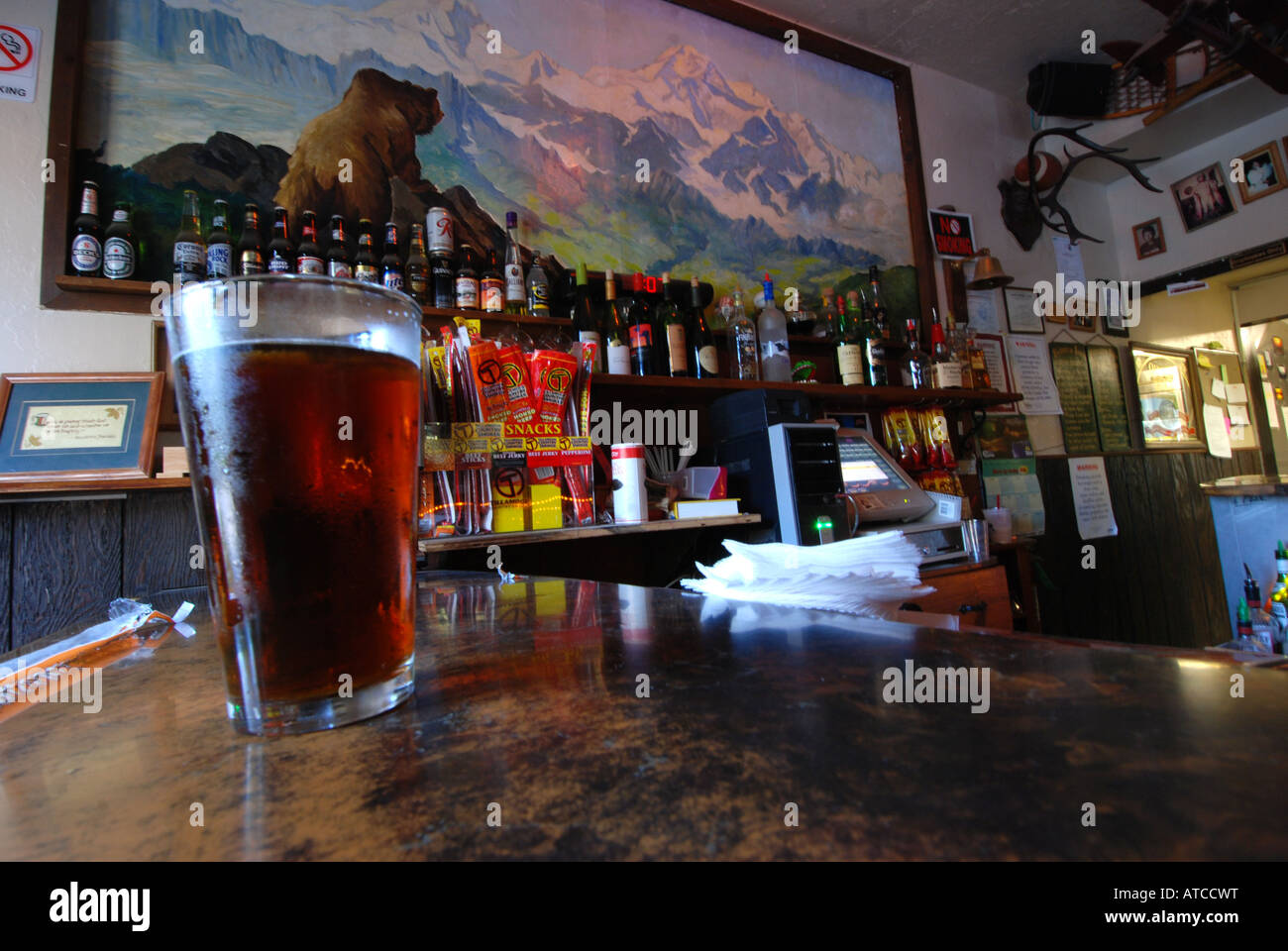 Interior of Fairview bar Talkeetna Alaska Stock Photo Alamy