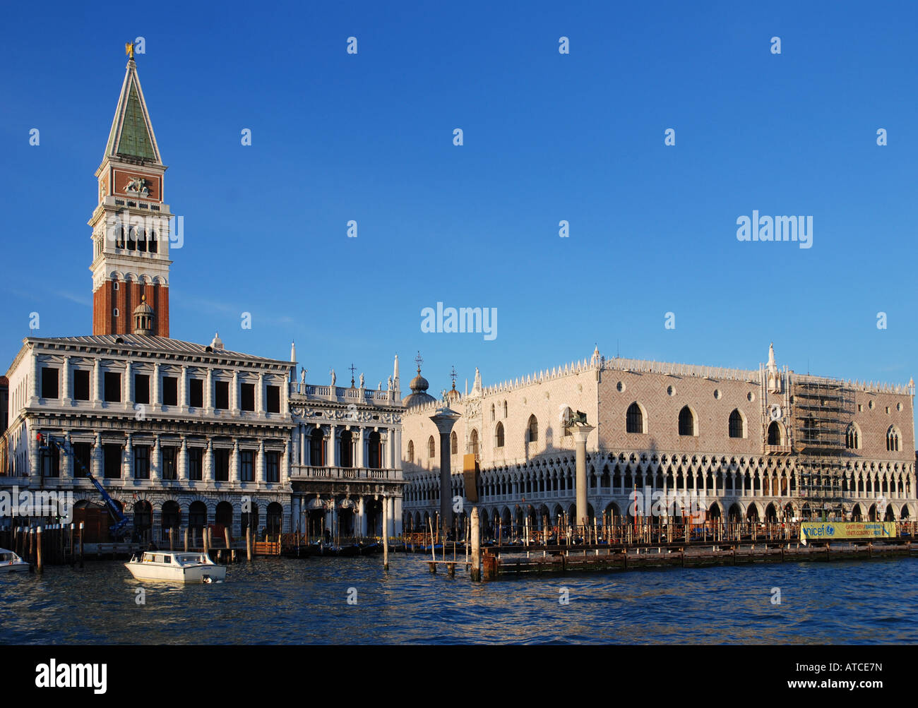 Campanile Biblioteca Nationale Marciana Palacio Ducale Canale di San Marco Venice Italy Stock Photo