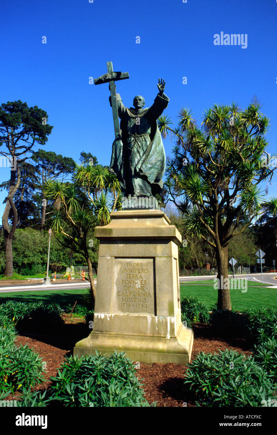 statue of Padre Junipero Serra founder of California Missions Golden