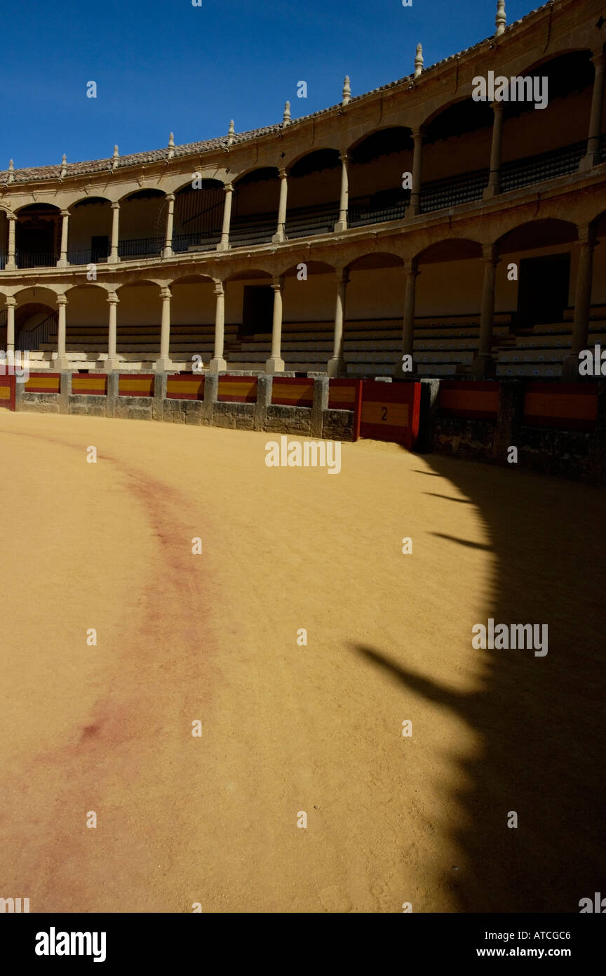 Inside the Plaza de Toros de Ronda, a bullring arena in Ronda, Andalusia, Spain. Stock Photo