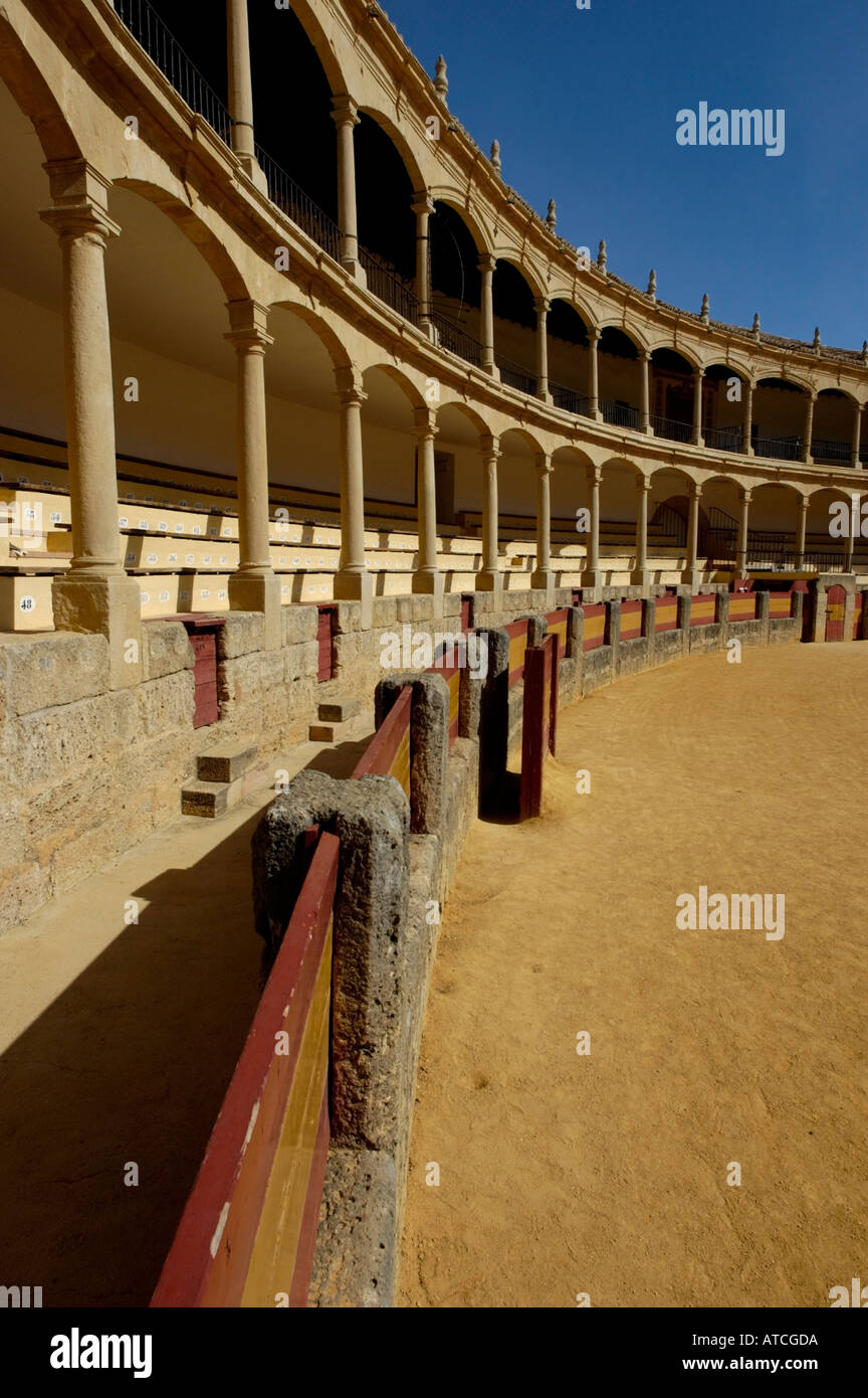 Empty seating at Plaza de Toros de Ronda, a bullring arena in Ronda, Andalusia, Spain. Stock Photo