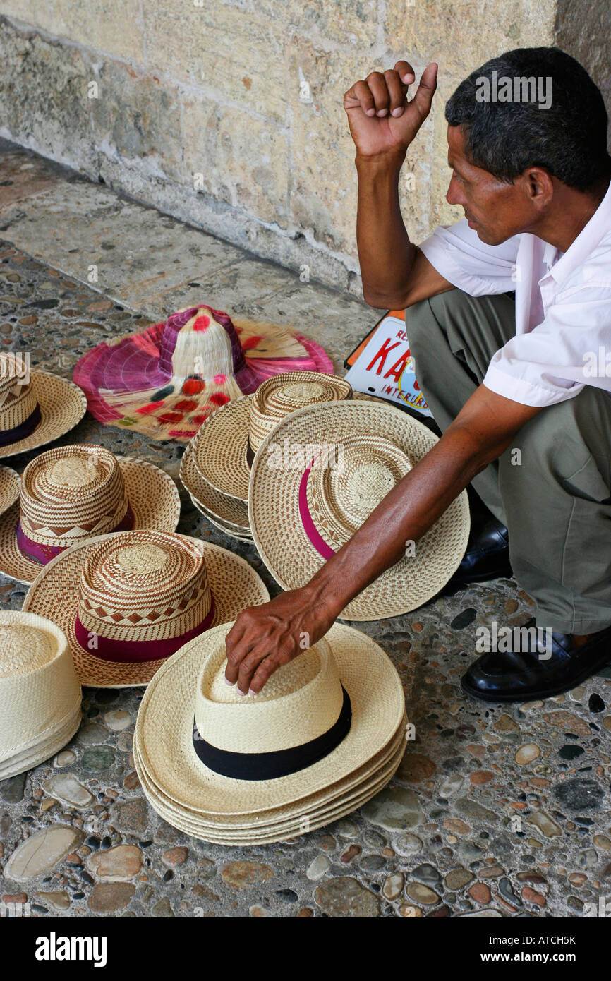 Old man selling hats in Dominican Republic Stock Photo - Alamy