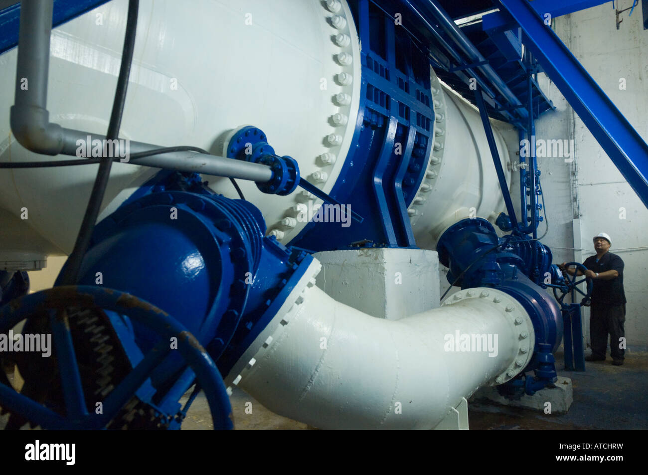 Israel Mekorot National Water Company National Water Carrier Underground metal pipe Stock Photo