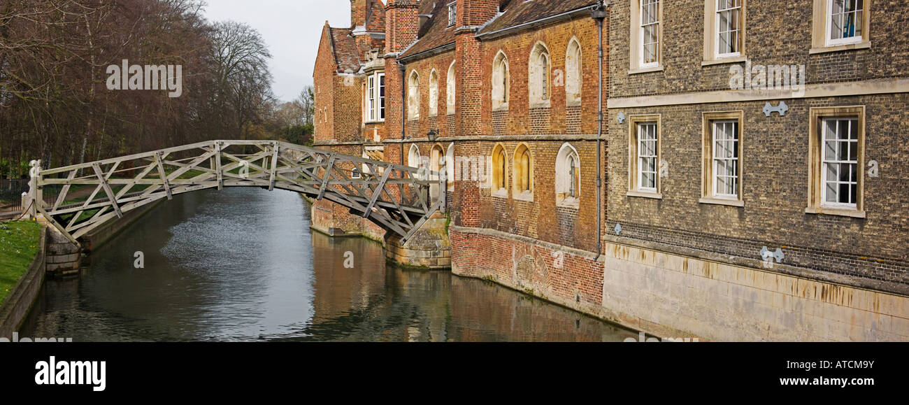 Queens' College Cambridge - Mathematical Bridge. Cambridgeshire. East Anglia. UK. Stock Photo
