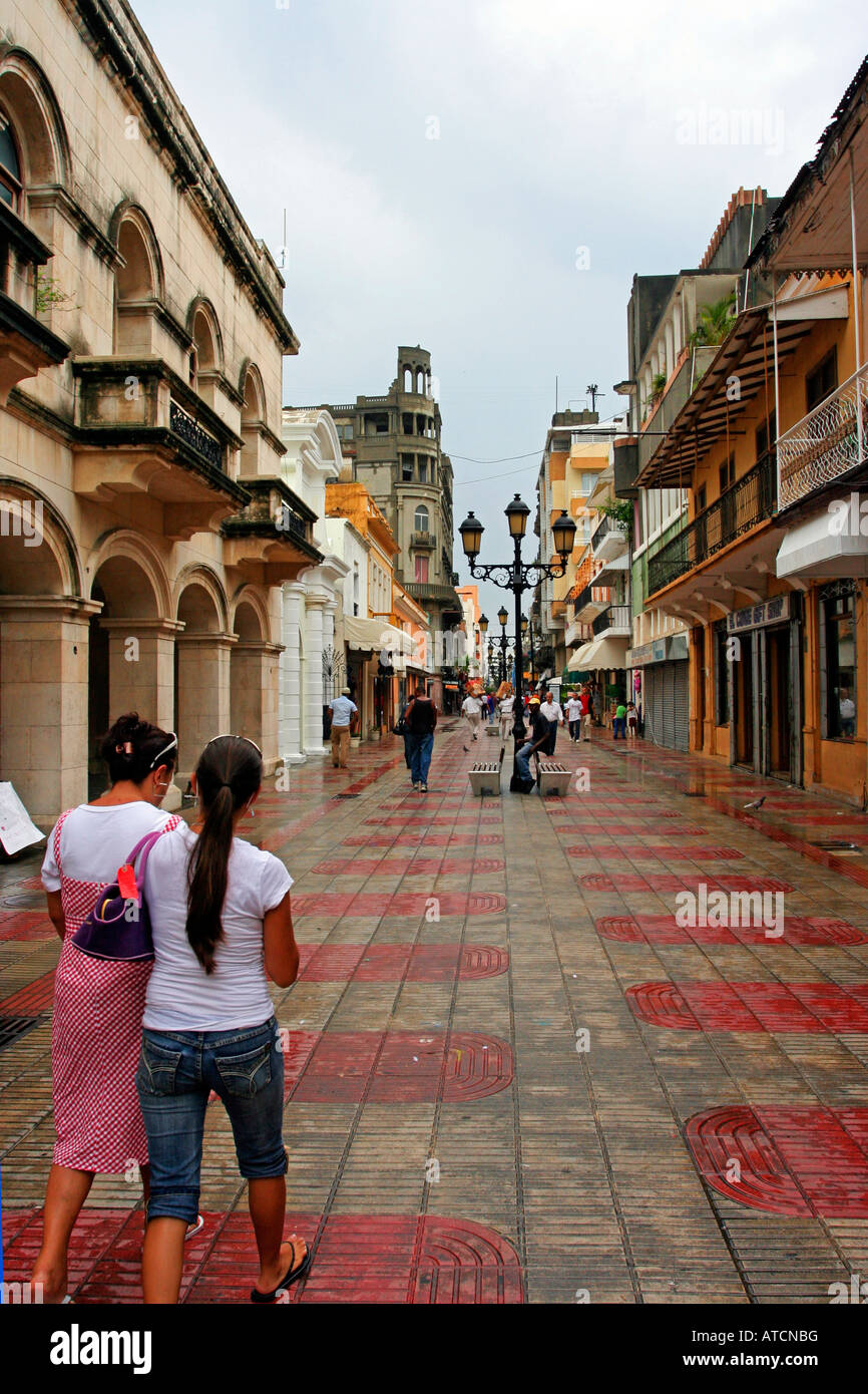 Mauin Street People shopping in Santo Domingo Dominican Republic Stock