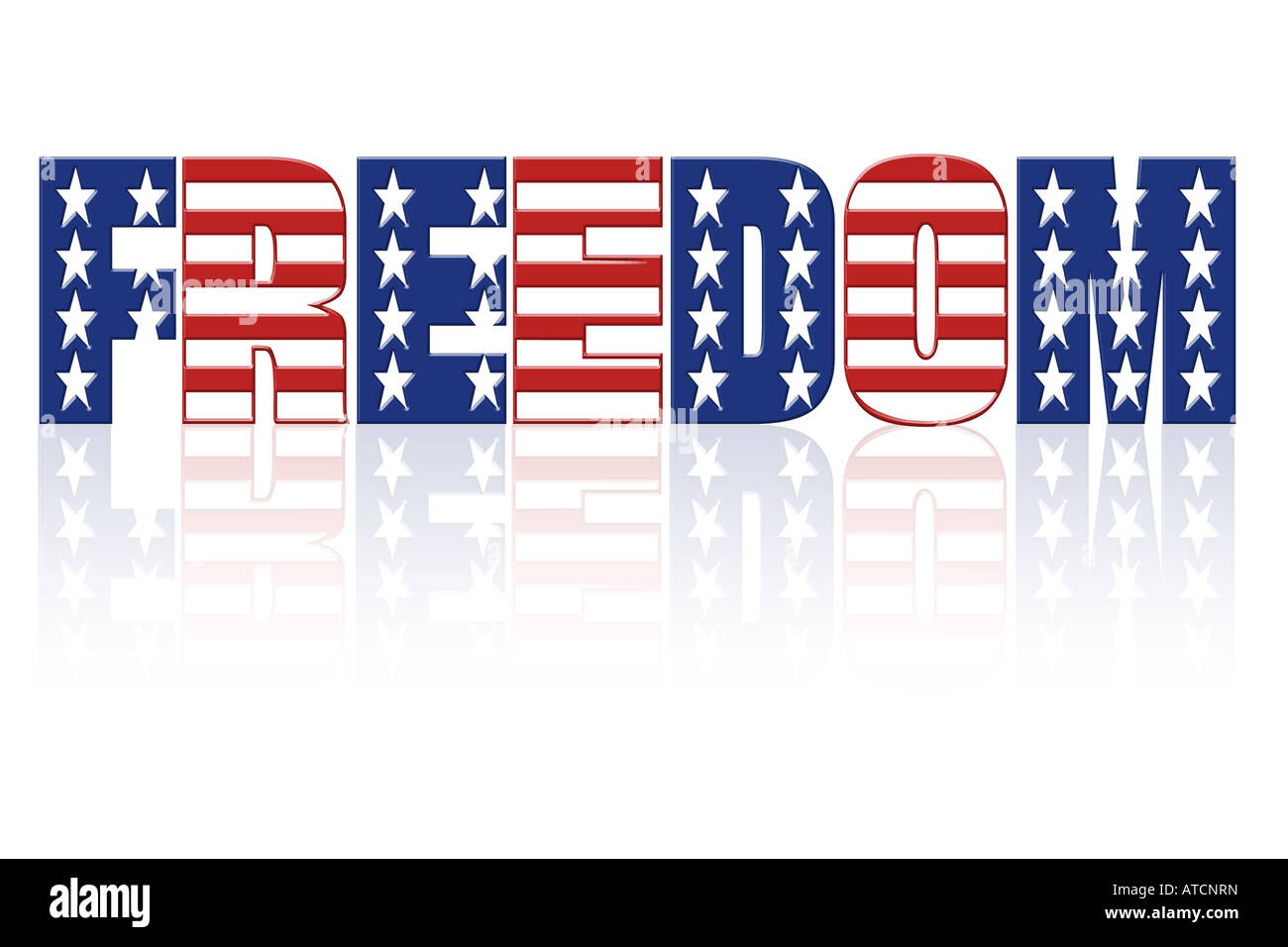 Freedom word with superimposed american flag star and stripe pattern Stock Photo