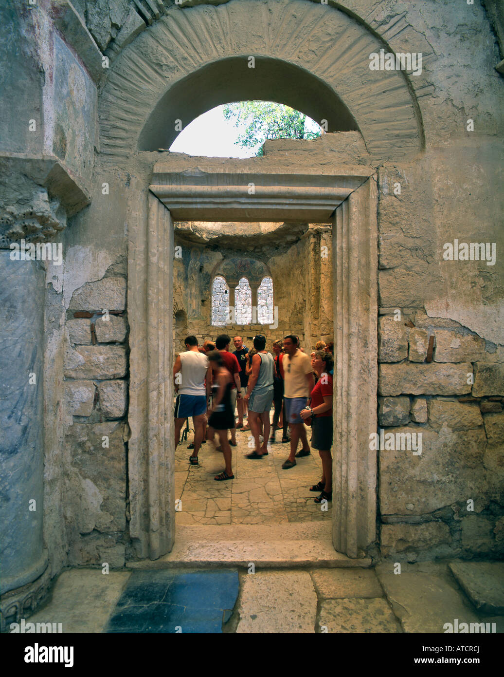 Tourists in the Church of St Nicholas Noel Baba Demre Turkey Stock Photo