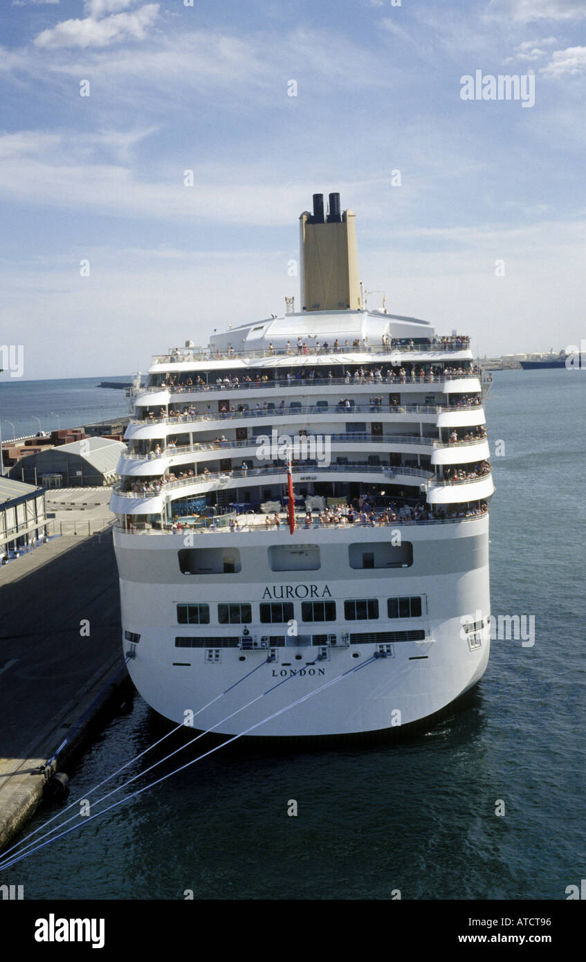 A large chilled P&O Cruises still mineral water bottle on a table at the  stern of the P&O Cruise ship 'Aurora' Stock Photo - Alamy