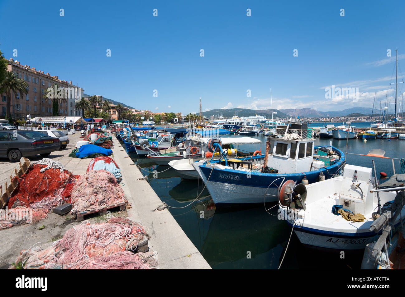 Fishing boats in the harbour at Ajaccio, Corsica, France Stock Photo