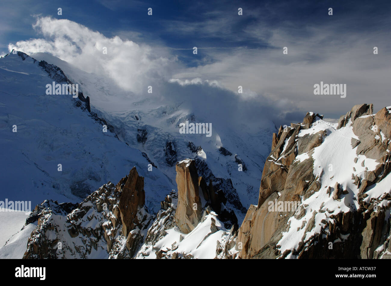 Mont Blanc viewed from the Aiguille du Midi, near Chamonix, Haute ...