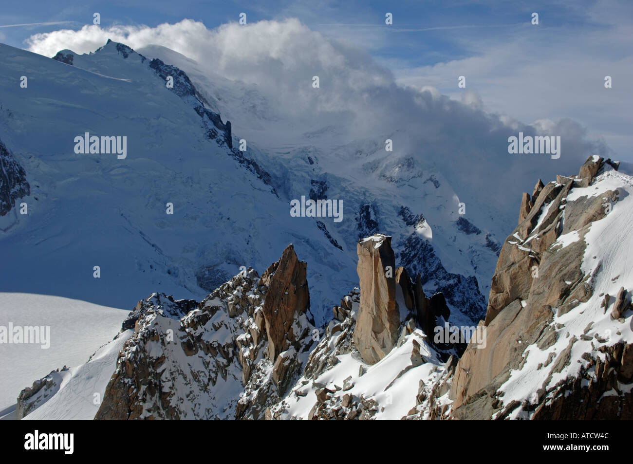 Mont Blanc viewed from the Aiguille du Midi, near Chamonix, Haute ...