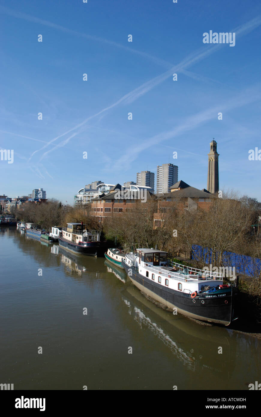 Houseboats on the River Thames at Brentford London England Stock Photo