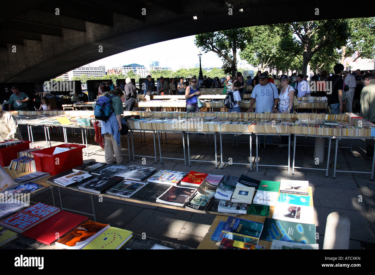 Open air second hand bookstore at the South Bank London. Stock Photo