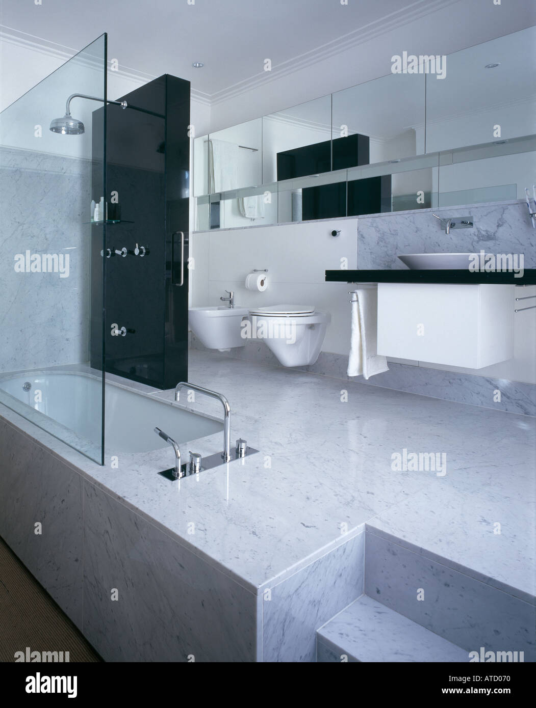 Modern marble bathroom. Architect: Belsize Architects Stock Photo