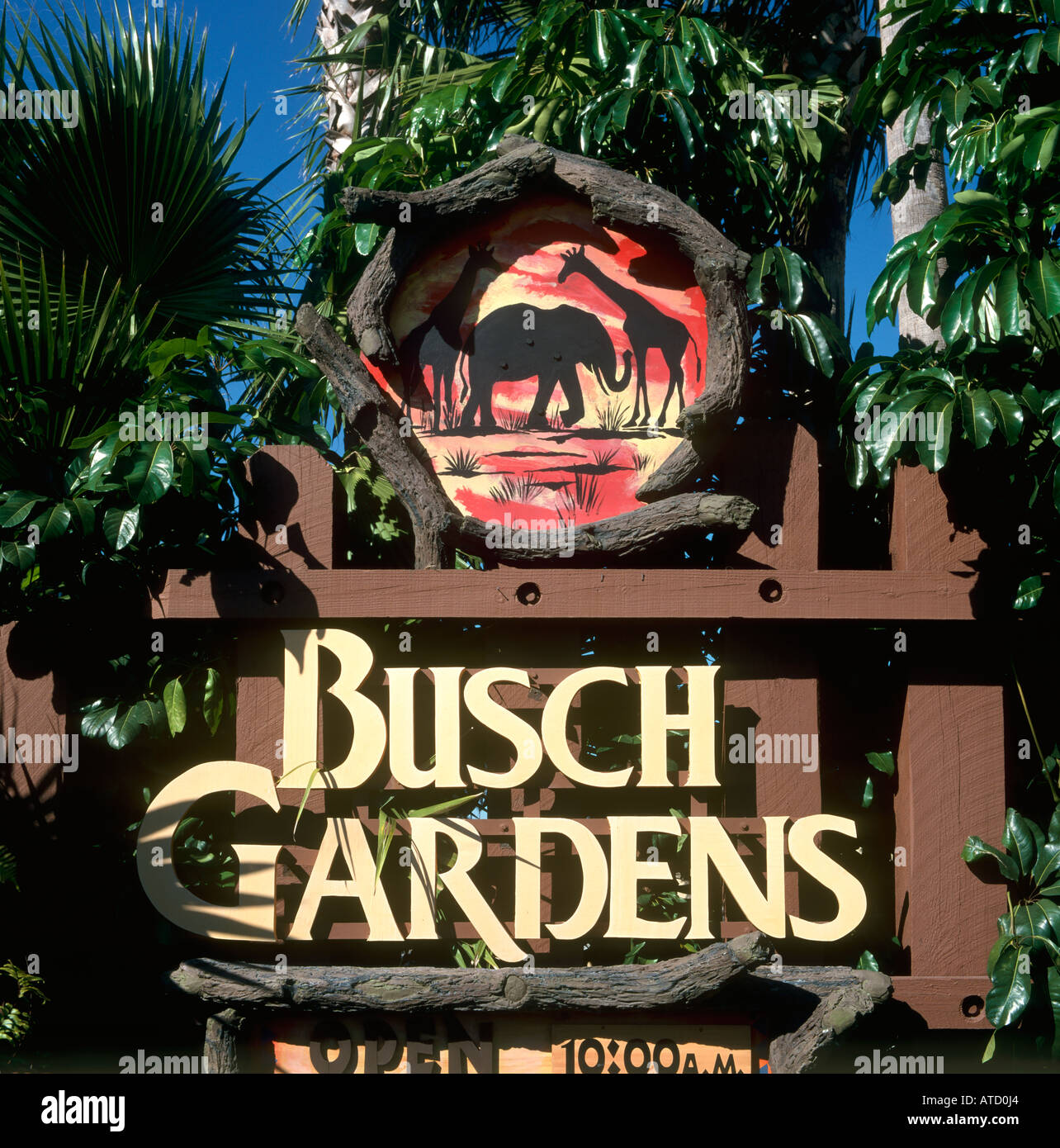 Old Entrance Sign To Busch Gardens Tampa Florida Usa Stock