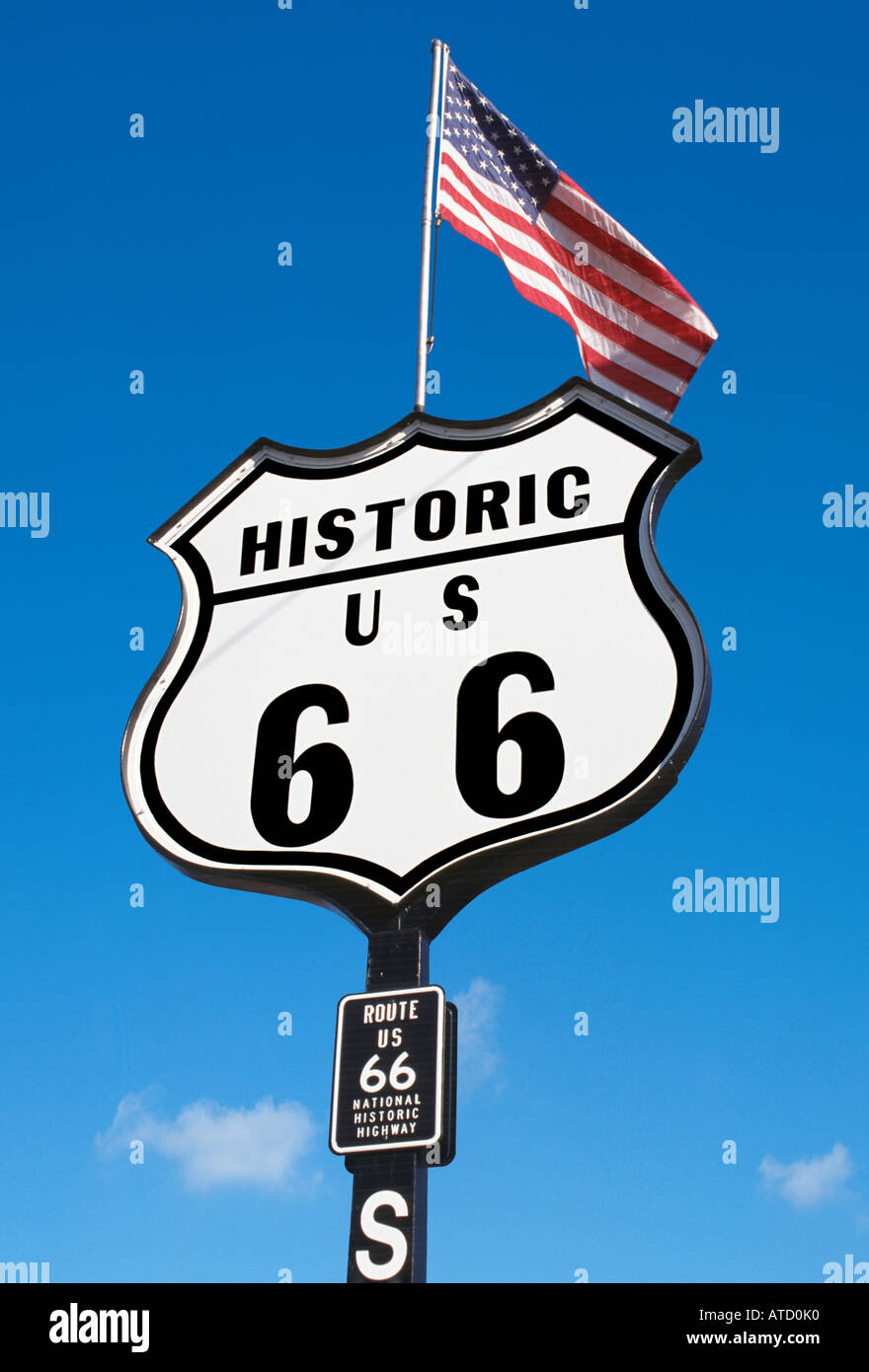 Route 66 road sign, Springfield, Illinois, USA Stock Photo