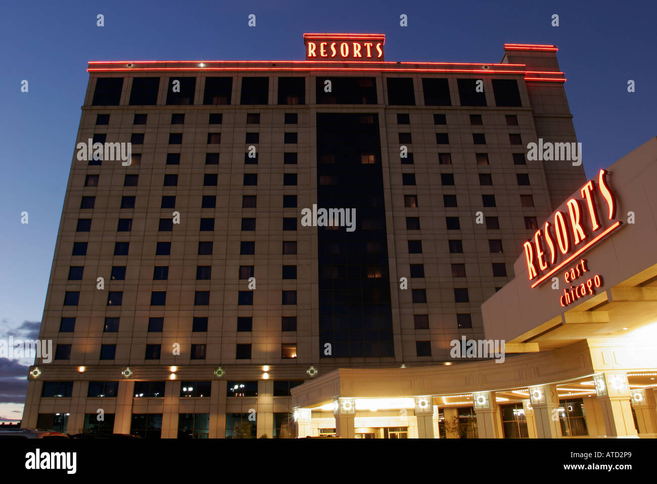 Indiana Lake County,Gary,Resorts East Chicago,hotel,casino,gamble,gambling,night evening,social,entertainment,performance,show,entertainment,IN0610050 Stock Photo