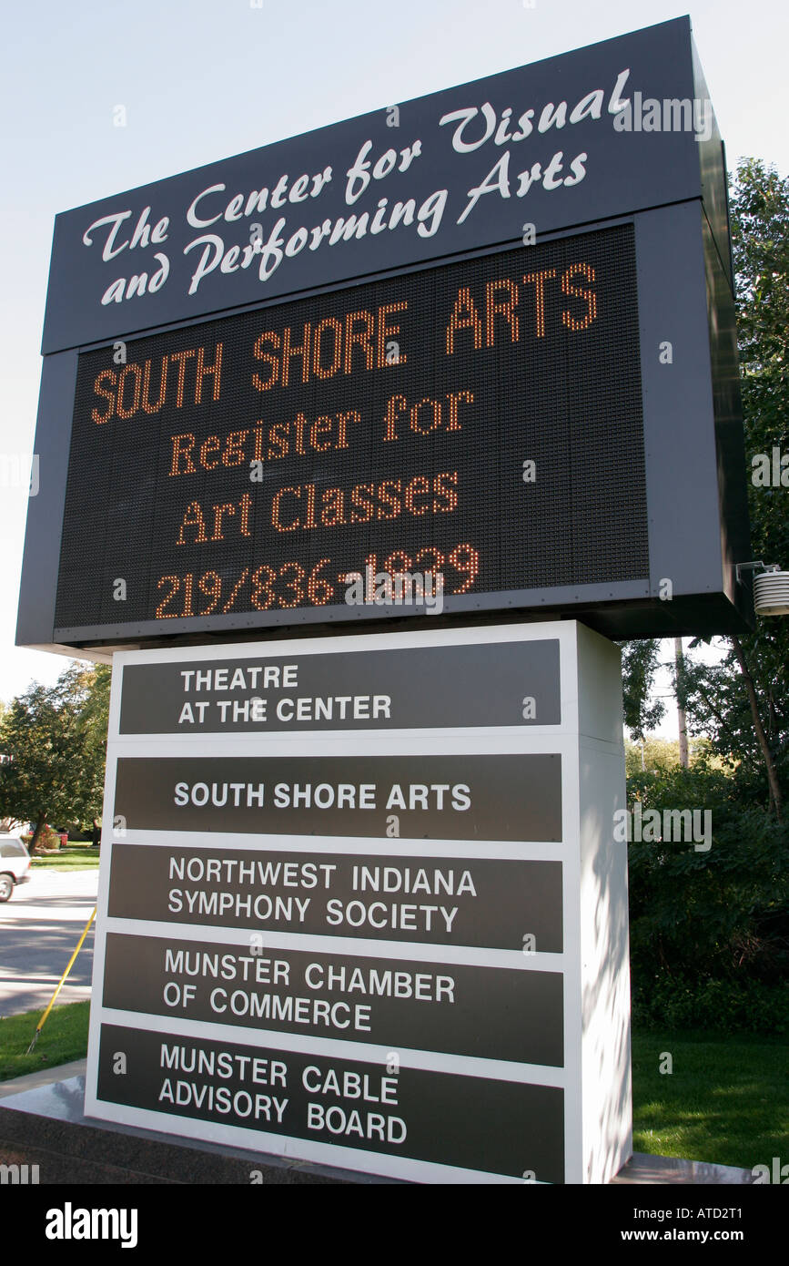 Indiana Lake County,Munster,Center for Visual and Performing Arts,sign