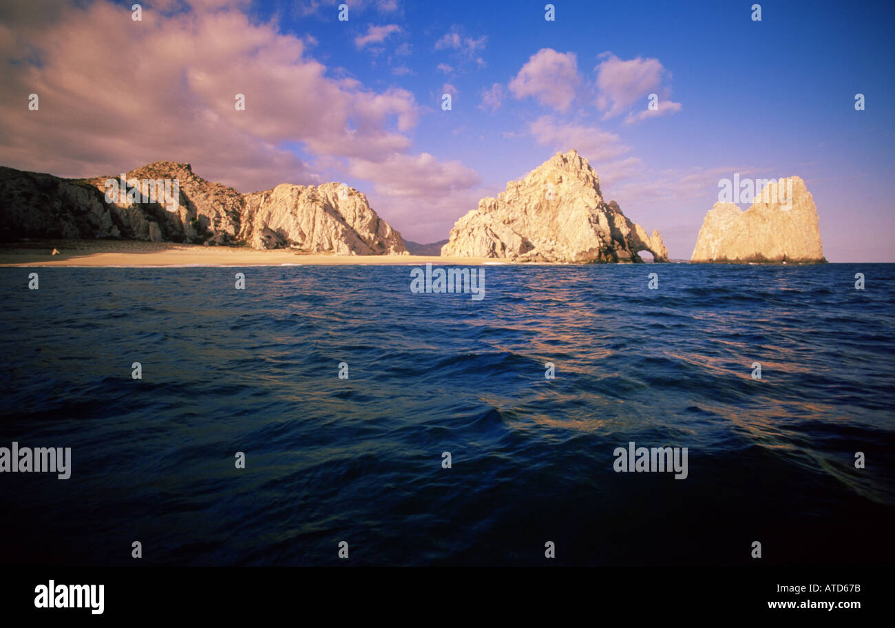 View from offshore of the rocky coast of Cabo San Lucas Mexico Stock ...
