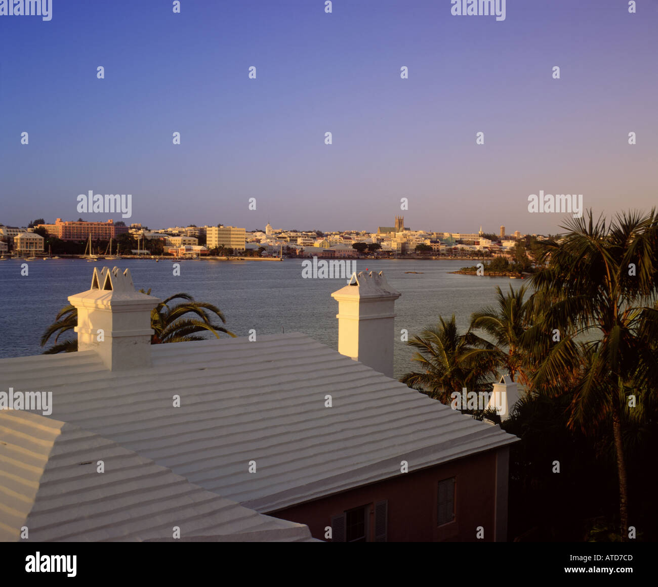looking over Waterfront Homes at Hamilton Bermuda Stock Photo Alamy