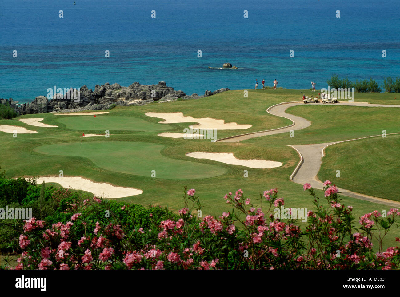 Overhead view of St. George's golf course on the island of Bermuda Stock Photo