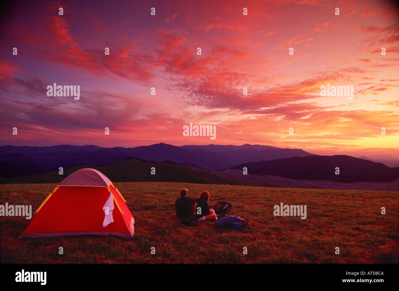 Camping Sunset Mountains Pisgah National Forest North Carolina Stock