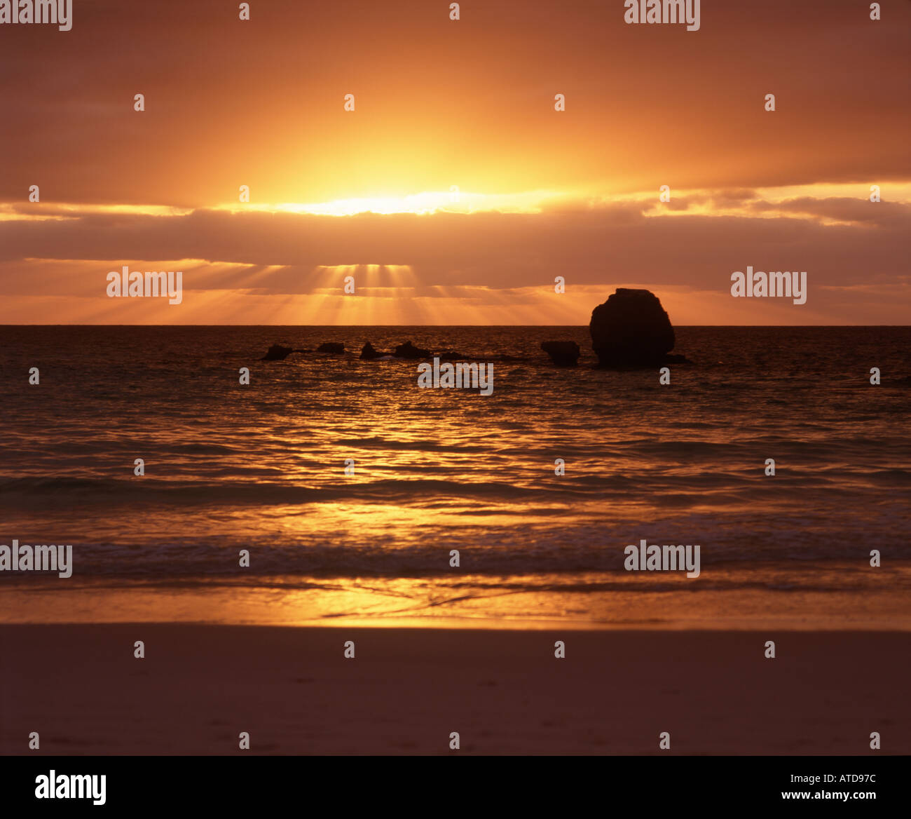 Dramatic fiery sunset Over Horseshoe Bay Bermuda Stock Photo Alamy