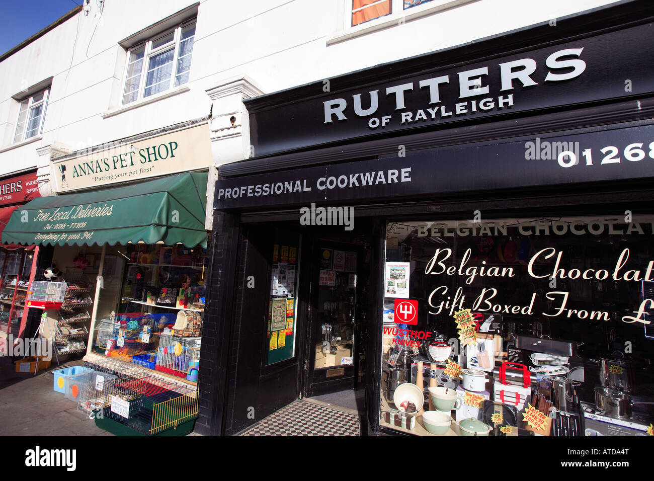 united kingdom essex rayleigh high street rutters professional cookware shop Stock Photo