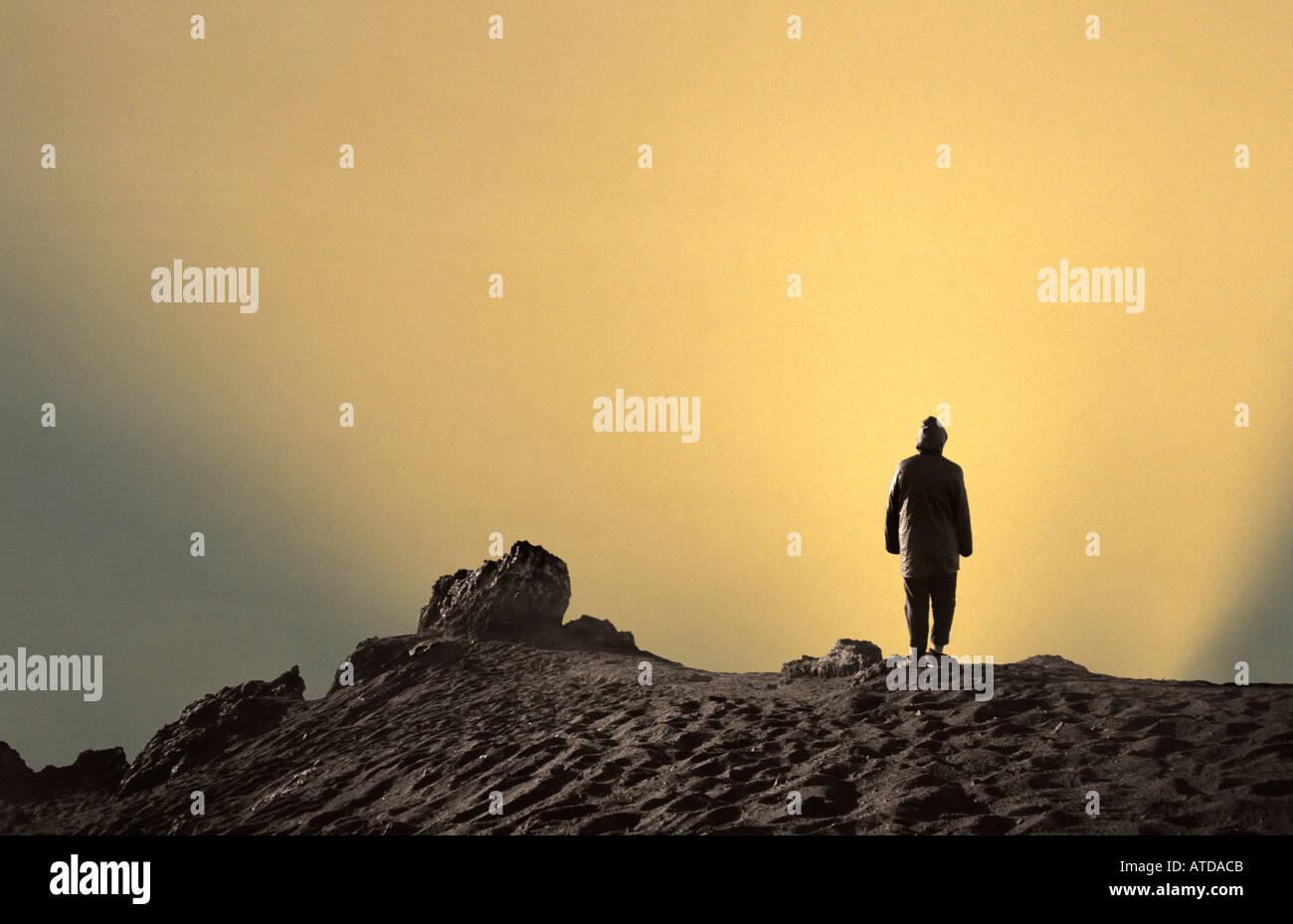 On Top Of The World A New Dawn A New Day A New Life A Solitary Figure Central Java Indonesia Stock Photo Alamy