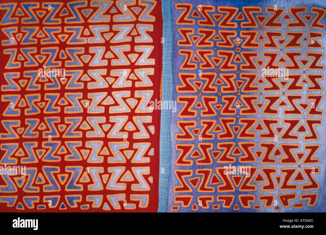 Applique decoration applied to blouses Molas s of the Kuna Indians San Blas Islands Panama Stock Photo