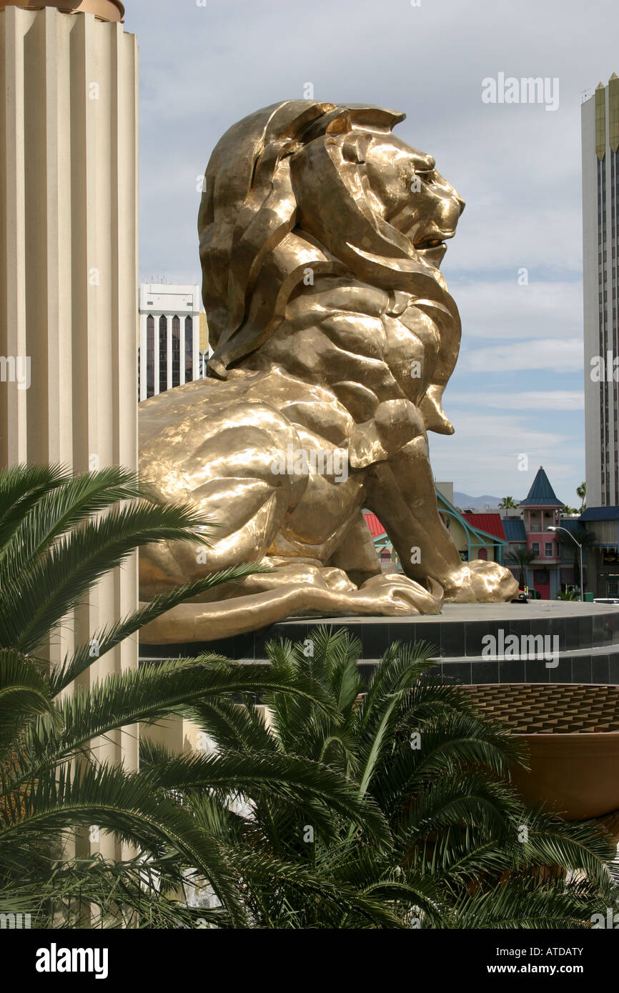 MGM Grand Lion Sculpture in Las Vegas Stock Photo