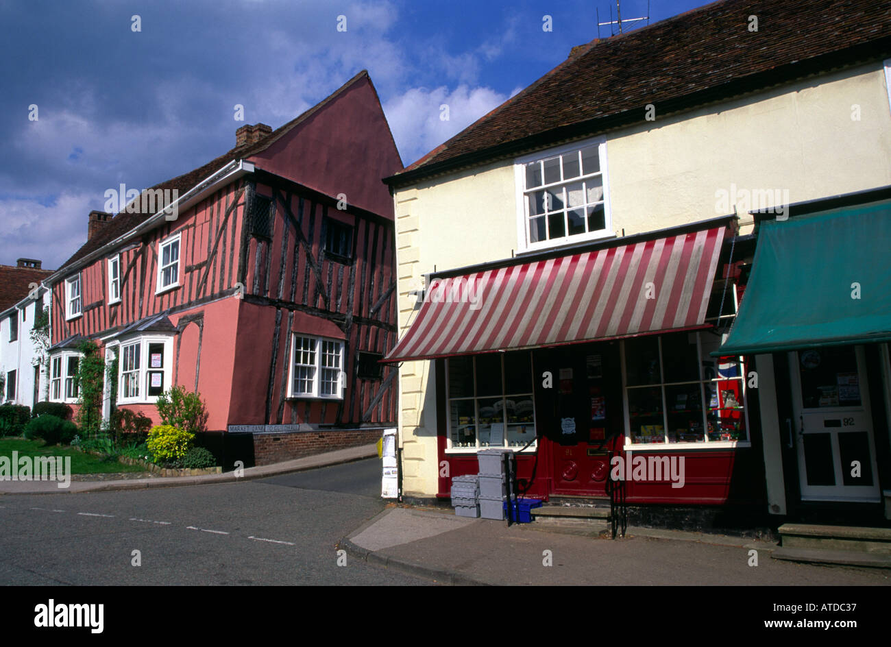 Shop and street Lavenham Suffolk Stock Photo Alamy