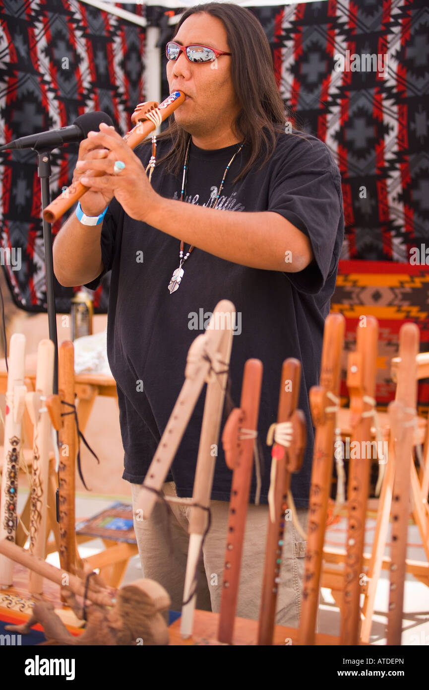 Navajo Indian flute carver Gallup Inter Tribal Indian Ceremonial Gallup New  Mexico Stock Photo - Alamy