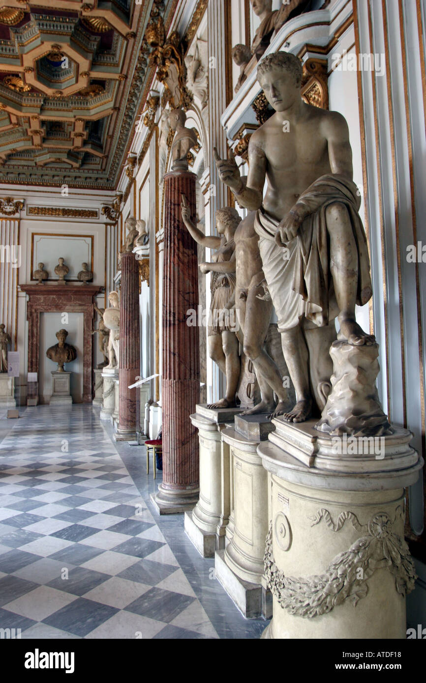 Statues in the Palazzo Nuovo at the Capitoline Museum in Rome Italy ...