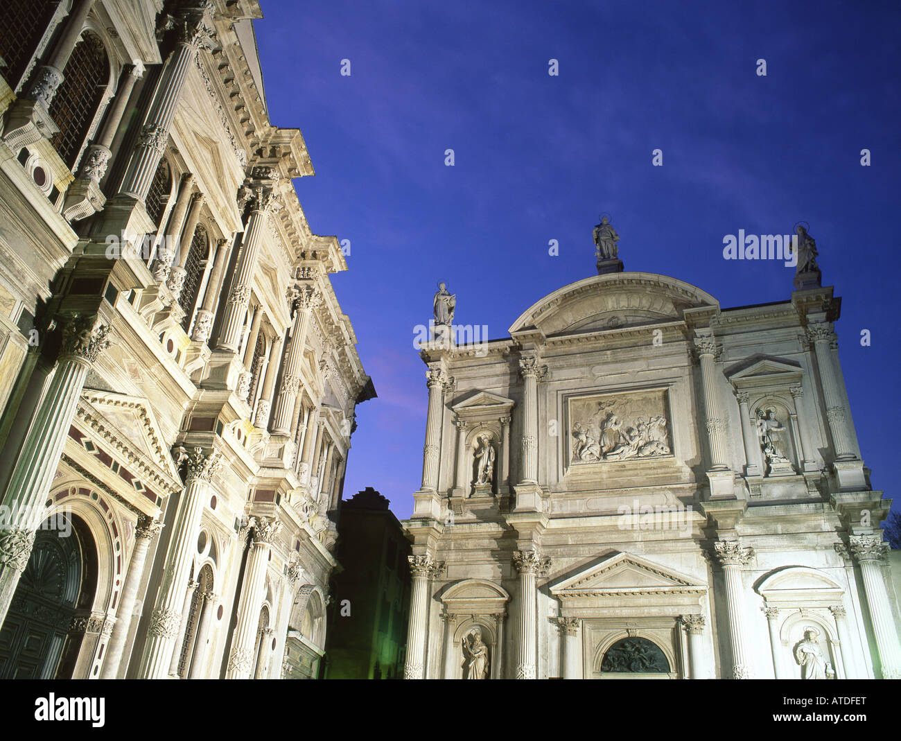 San Rocco church and Scuola Grande at twilight San Polo sestier Venice Veneto Italy Stock Photo