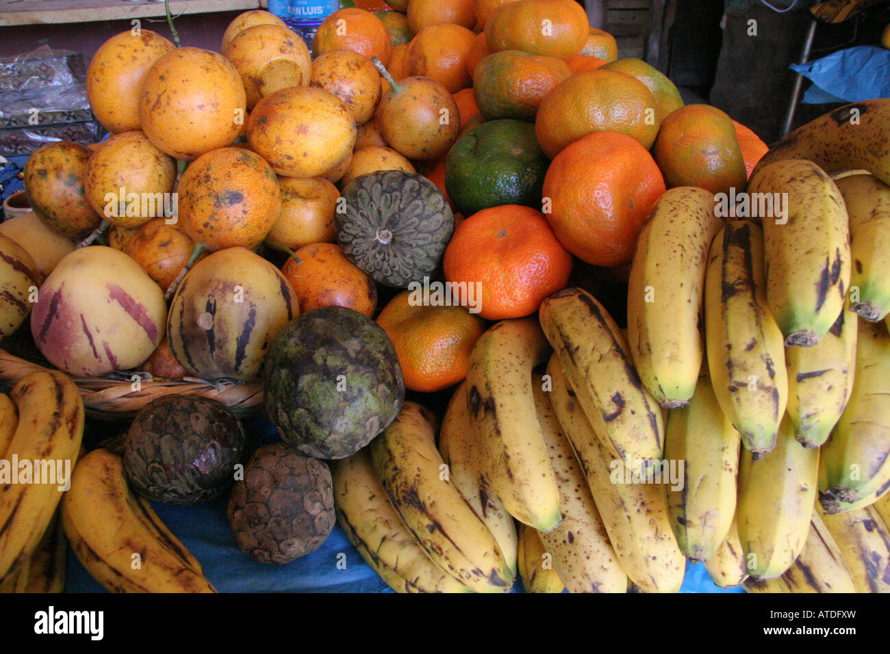 Fruit at a market Maras Peru Stock Photo