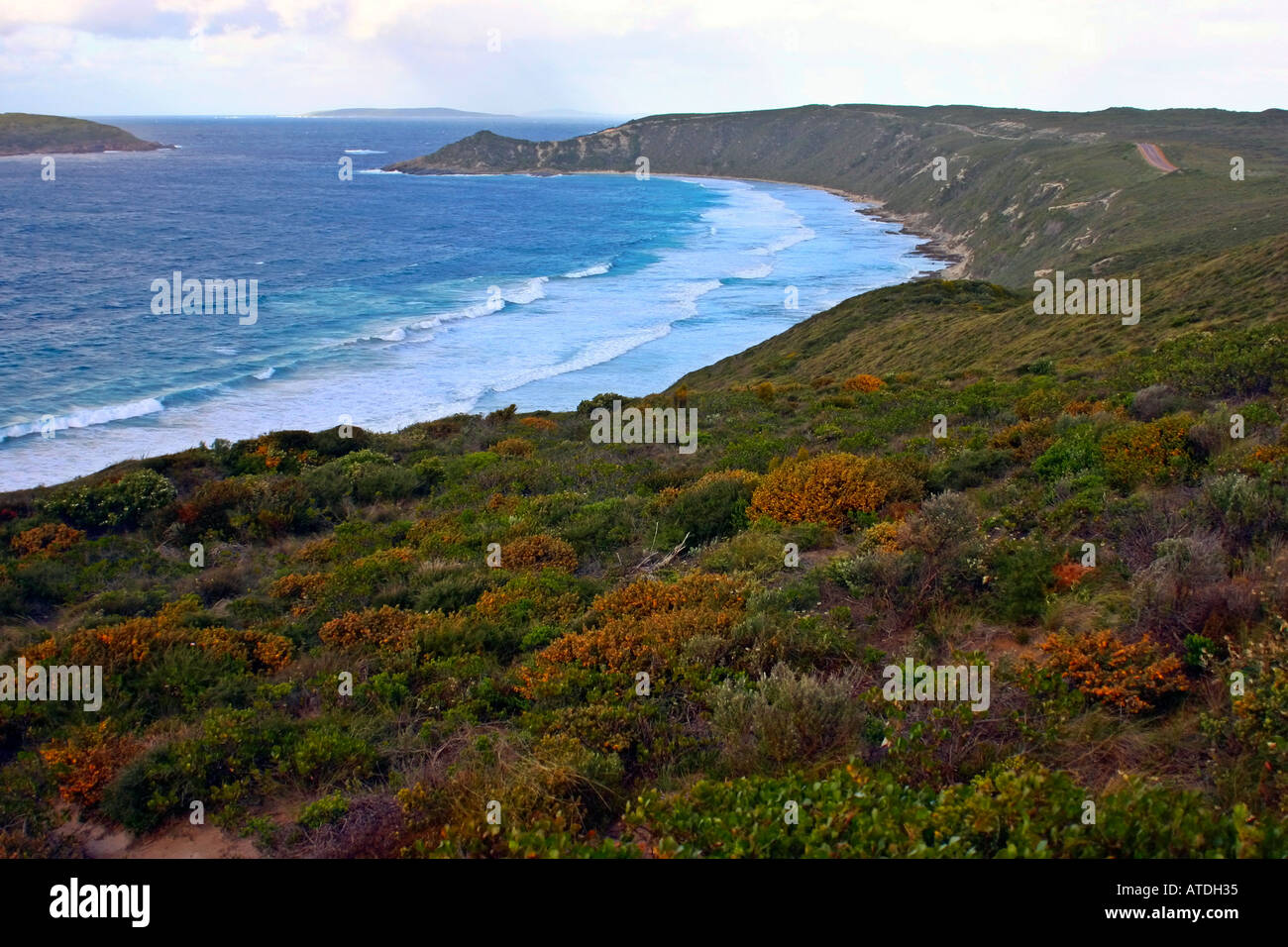 Rugged coastal views of the Southern Ocean along the Great Ocean Drive near Esperance Western Australia Stock Photo