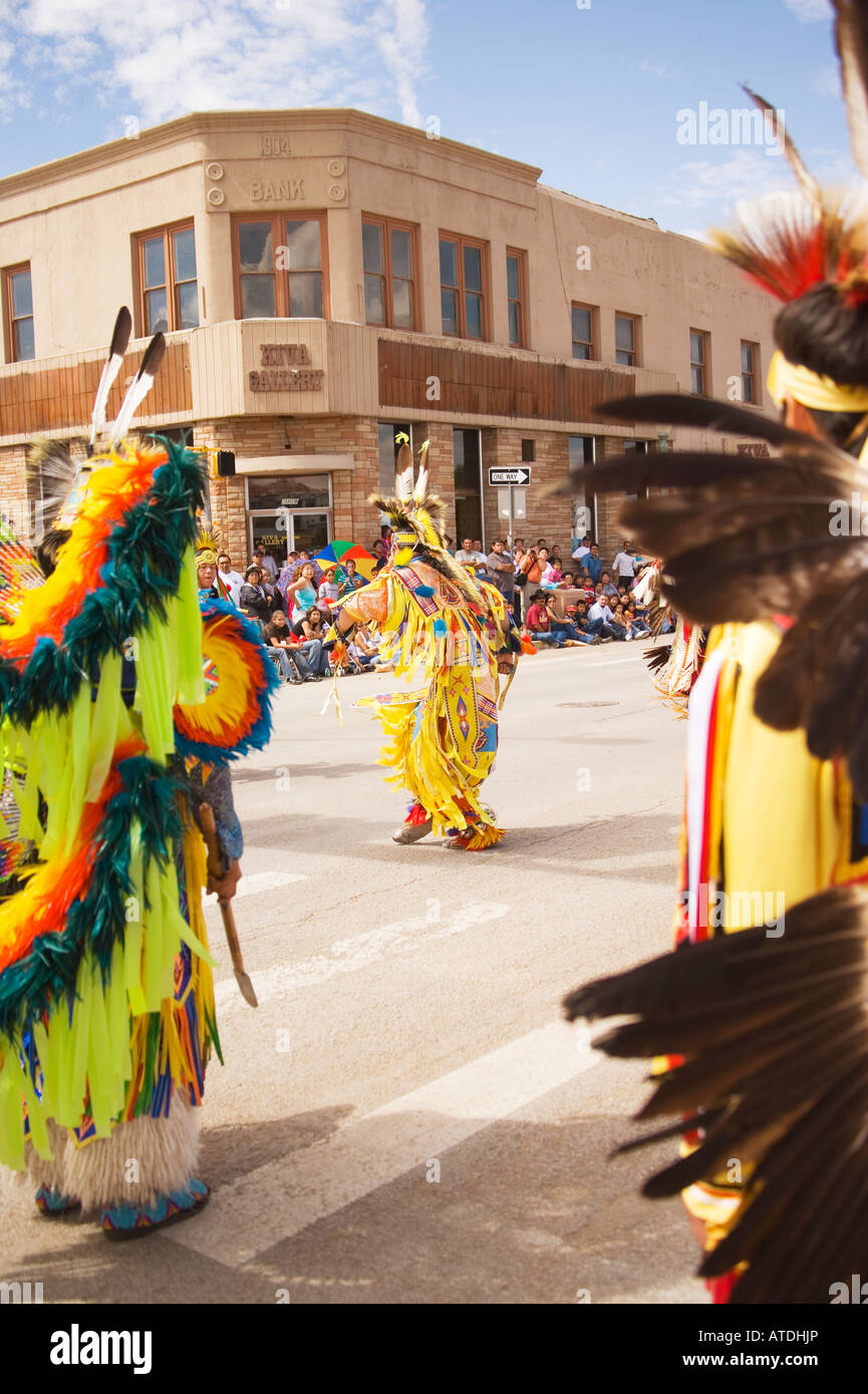 Kiowa Comanche fancy dancers Saturday Parade Gallup Inter Tribal Indian Ceremonial Gallup New Mexico Stock Photo