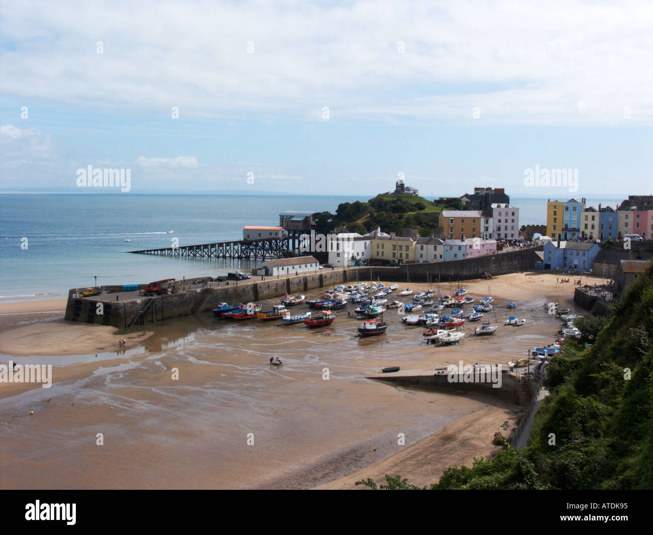 Tenby overview of the harbour Stock Photo