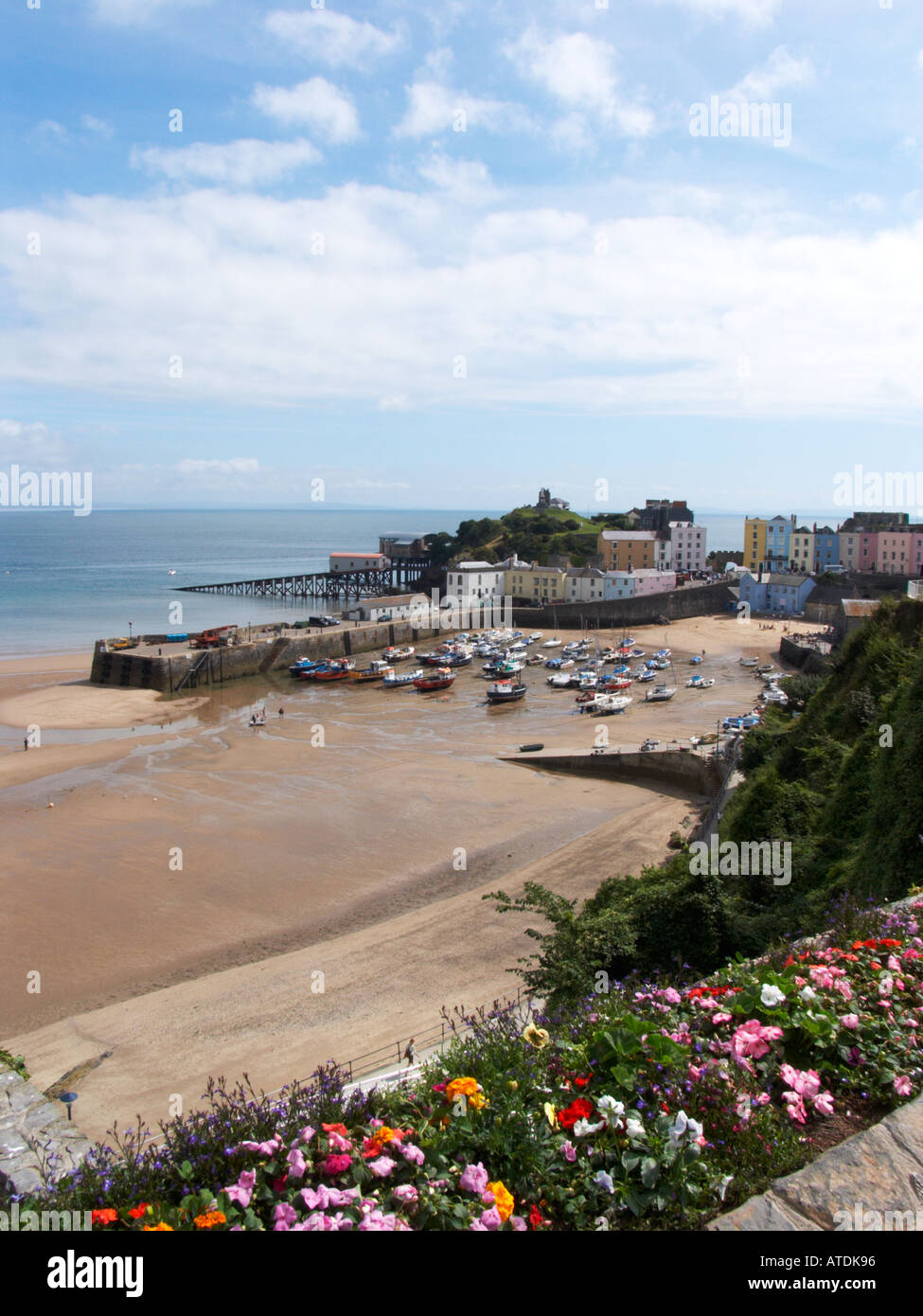 Tenby overview of the harbour Stock Photo
