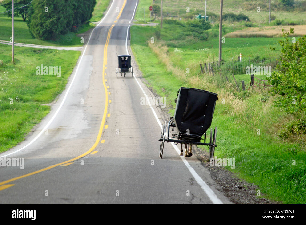 Amish Buggies on road Stock Photo Alamy