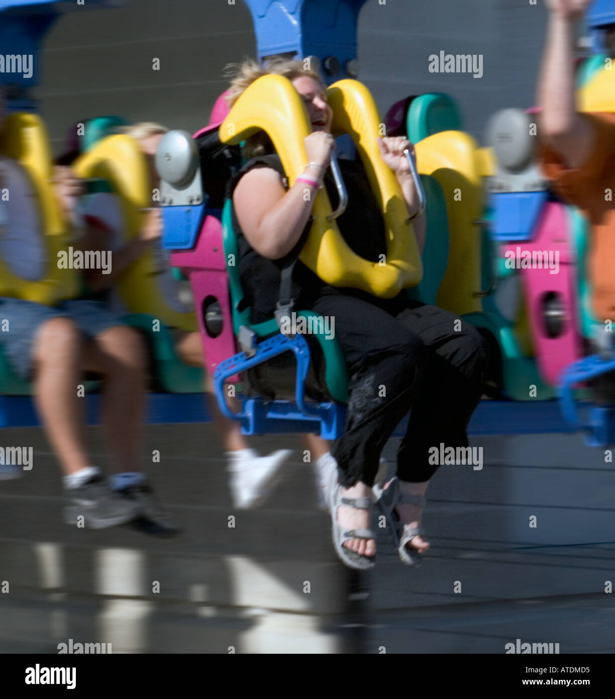 Someone On Ride Girl on Ride Stock Photo - Alamy