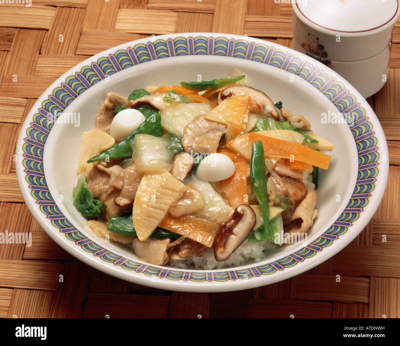 Steamed rice topped with vegetables Stock Photo - Alamy